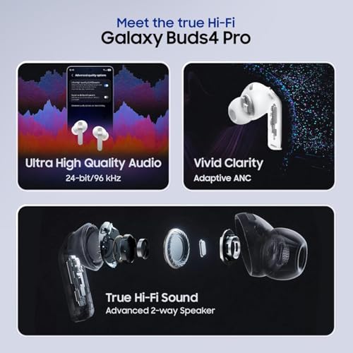 Samsung Galaxy Buds4 Pro (Black) in-Ear Wireless Earbuds with Hi-Fi Audio | Adaptive ANC 2.0 and EQ 2.0 | 2-Way Speaker | 360-Audio | Voice Detect | Live Translation | Head Gesture | IP57 - Image 5