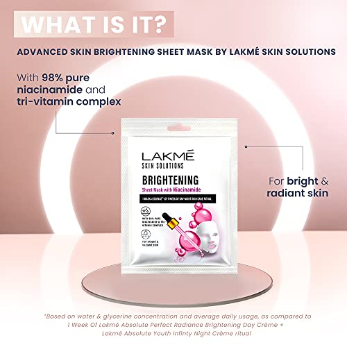 LAKMÉ Skin Solutions Sheet Mask Brightening with Niacinamide 25ml - Image 5