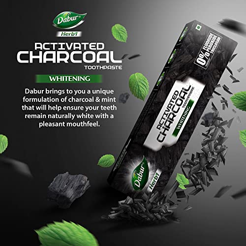 DABUR Herb'L Activated Charcoal Toothpaste 240G (120G x2, Pack of 2) | Whitening Black Gel Toothpaste | Fluoride Free | Fights Plaque & Extrinsic Stains | With Power of Mint | Cool & Refreshing Mouth Experience - Image 6