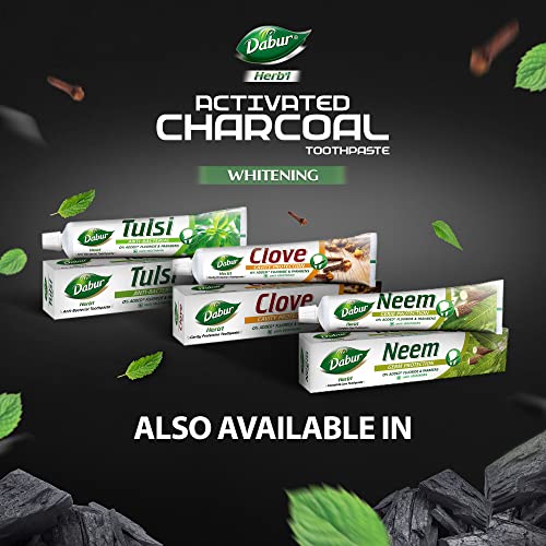 DABUR Herb'L Activated Charcoal Toothpaste 240G (120G x2, Pack of 2) | Whitening Black Gel Toothpaste | Fluoride Free | Fights Plaque & Extrinsic Stains | With Power of Mint | Cool & Refreshing Mouth Experience - Image 7