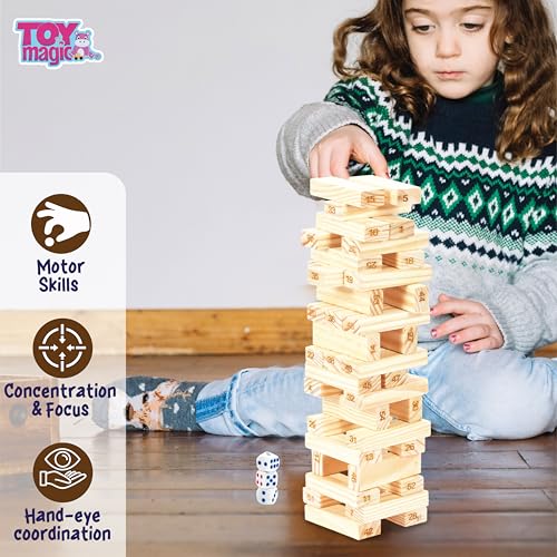 ToyMagic Wooden Numbered Tumbling Tower