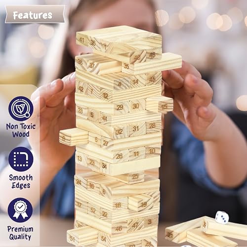 ToyMagic Wooden Numbered Tumbling Tower
