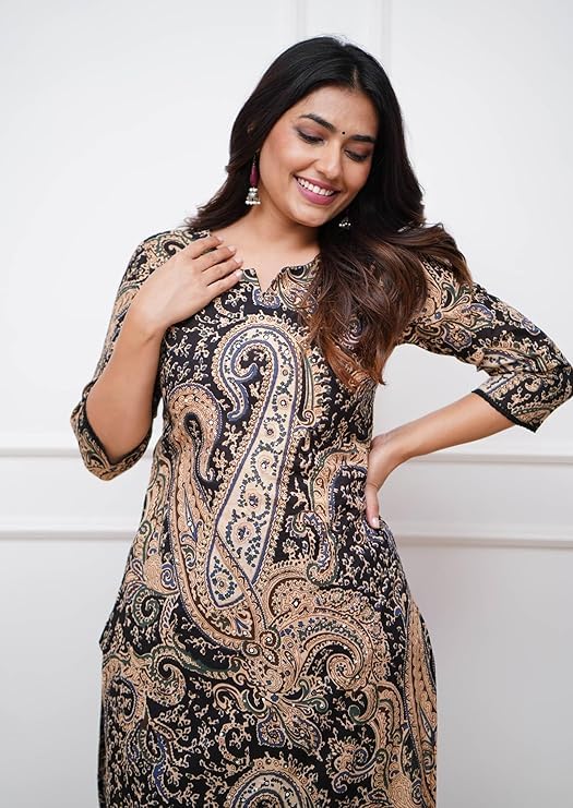 Nermosa Women Viscose Printed Straight Kurta Pant Set - Image 3