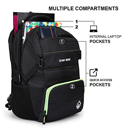 Stony Brook by Nasher Miles Aurora Laptop Backpack 40 L (Black-Green) - Image 4