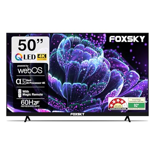 Foxsky 127 cm (50 inch) Frameless Series 4K UHD QLED WebOS FS50GATV (Black)