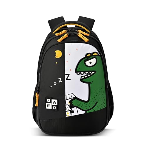 Gear Giant Monster Backpack 15"/20L Small Water Resistant School Bag/Casual Backpack/Daypack/Kids Bag for Boys/Girls (Black-Yellow)