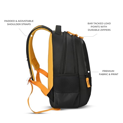Gear Giant Monster Backpack 15"/20L Small Water Resistant School Bag/Casual Backpack/Daypack/Kids Bag for Boys/Girls (Black-Yellow) - Image 4