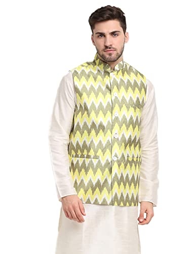 Jompers Men's Ikat Printed Nehru Jacket.