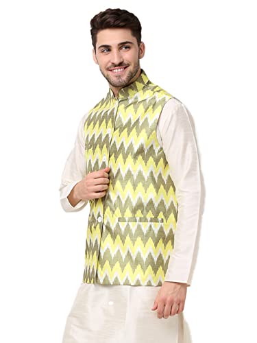 Jompers Men's Ikat Printed Nehru Jacket. - Image 3