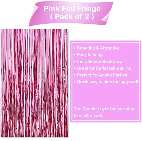 Crackles Metallic Fringe Pink Curtains