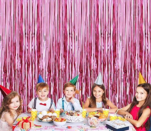 Crackles Metallic Fringe Pink Curtains