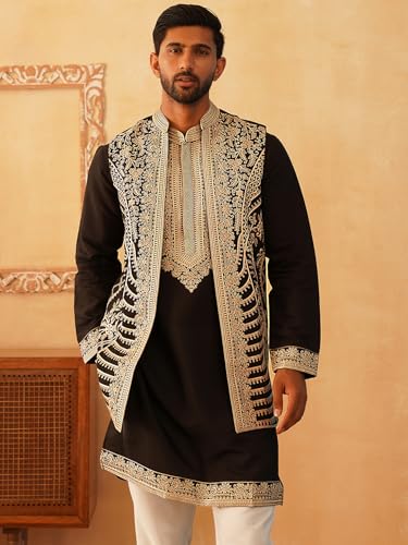 Jompers Men's Embroidered Waistcoat and Kurta Pyjama. - Image 4