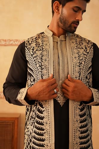 Jompers Men's Embroidered Waistcoat and Kurta Pyjama. - Image 5