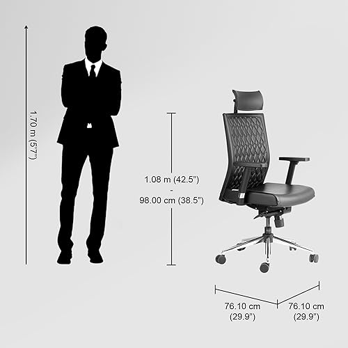 Interio by Godrej Elite High Back Chair, Leatherette, Black - Image 2