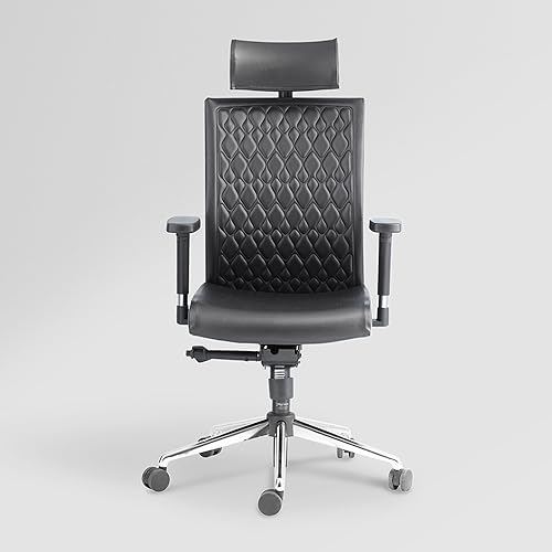 Interio by Godrej Elite High Back Chair, Leatherette, Black - Image 3