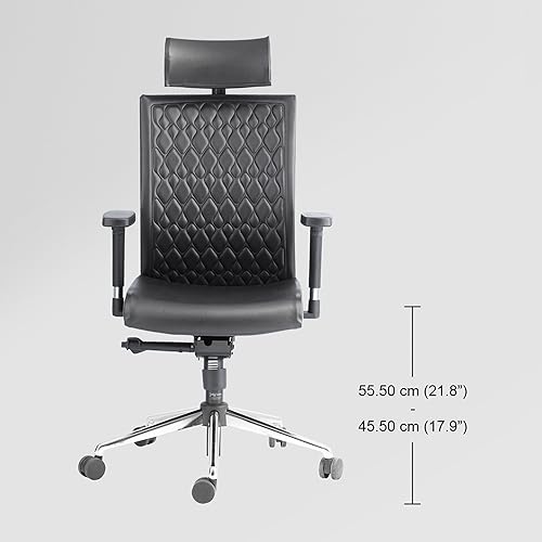 Interio by Godrej Elite High Back Chair, Leatherette, Black - Image 4