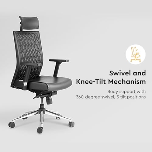 Interio by Godrej Elite High Back Chair, Leatherette, Black - Image 5