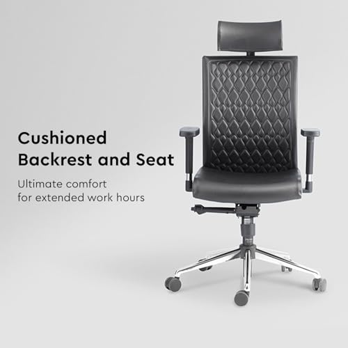 Interio by Godrej Elite High Back Chair, Leatherette, Black - Image 6