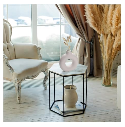 SPHINX White Ceramic Donut Vase, 6 Inch Modern Flower Vase for Pampas Grass, Dried Flowers, Home & Office Decor, Centerpiece, Handcrafted Gift Vase Only - Image 7