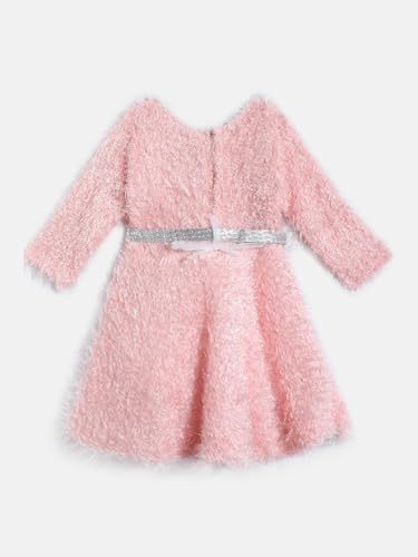 Aarika Girls Sea Green Colour Solid Winter Woolen Dress with Belt - Image 2
