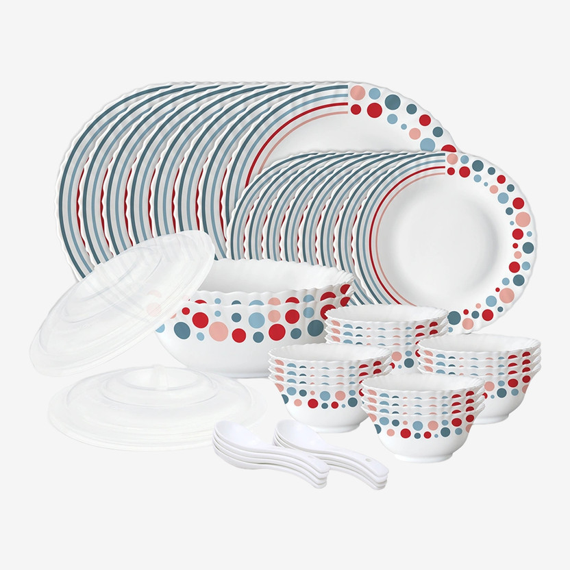 Larah by Borosil Pack of 44 Opalware Pastel Galaxy Crockery Set f...more