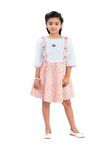 Aarika Girls Turquoise Colour Foil Print Winter Woolen Frock