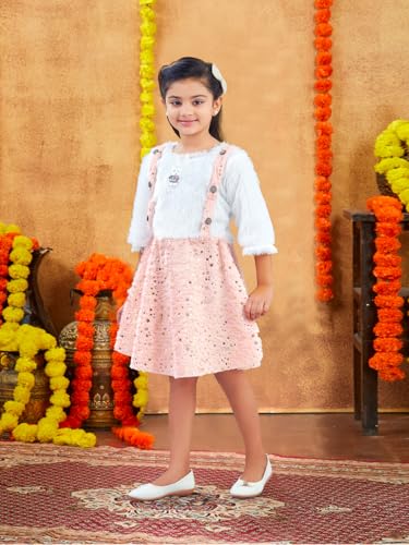 Aarika Girls Turquoise Colour Foil Print Winter Woolen Frock - Image 3
