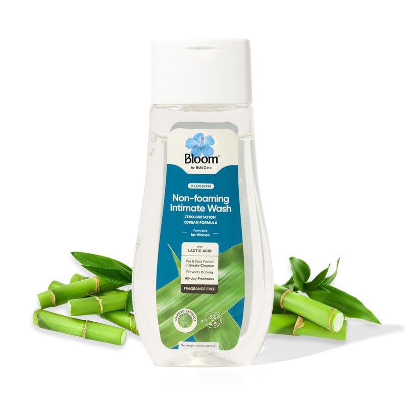 Bloom by Bold Care Non-Foaming Intimate Wash with Bamboo Extract & Lactic Acid | For Vaginal Itching, Dryness & Bacterial Infections | Restores pH | Eliminates Foul Odour | Fragrance-Free | (100 ml)