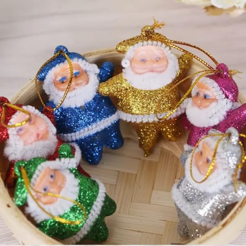 6Pc Glitter Santa Christmas Decoration