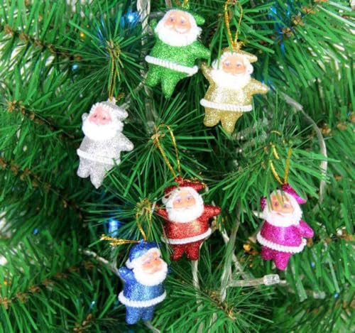 6Pc Glitter Santa Christmas Decoration