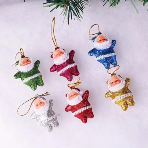 6Pc Glitter Santa Christmas Decoration