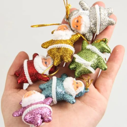 6Pc Glitter Santa Christmas Decoration