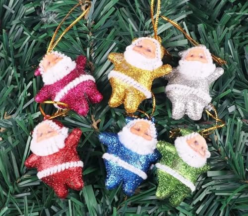 6Pc Glitter Santa Christmas Decoration
