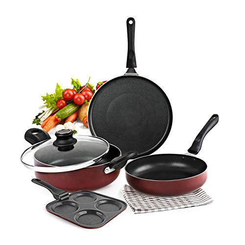 Cello Prima Uttapam Non Stick Aluminium Cookware Combo, (Red, Cherry) - Image 5