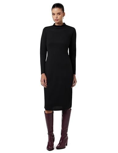 ATHENA LIFESTYLE Black Solid Ribbed Bodycon Dress