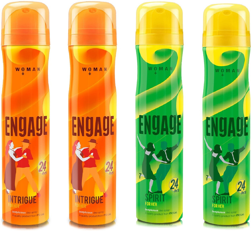 Engage Deo Combo, 2 Intrigue for Her (150ml) & 2 Spirit for Her (...more