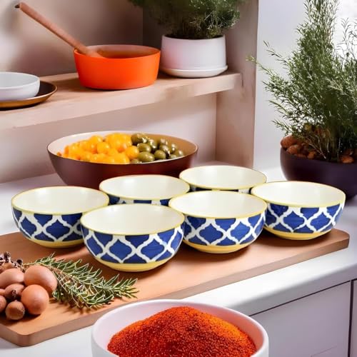 Moroccan Print Blue Ceramic Bowls