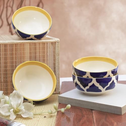 Moroccan Print Blue Ceramic Bowls