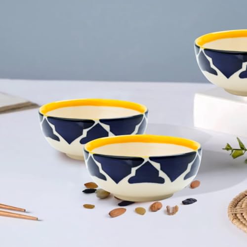 Moroccan Print Blue Ceramic Bowls