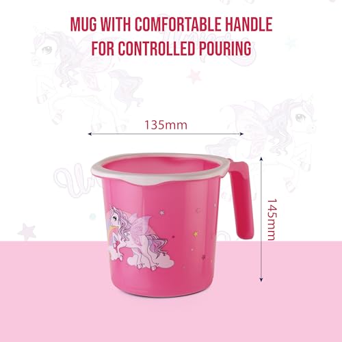 Cello Kidzbee Unicorn Splash Bathroom Set | Sturdy and Durable | Lightweight and Rigid | Easy to Clean and Attractive Design | Pink, Set of 3 - Image 3