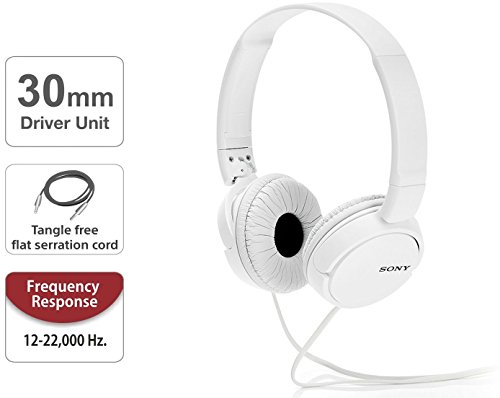 Sony MDR-ZX110A On Ear Stereo Wired Headphones (White), Without Mic - Image 3