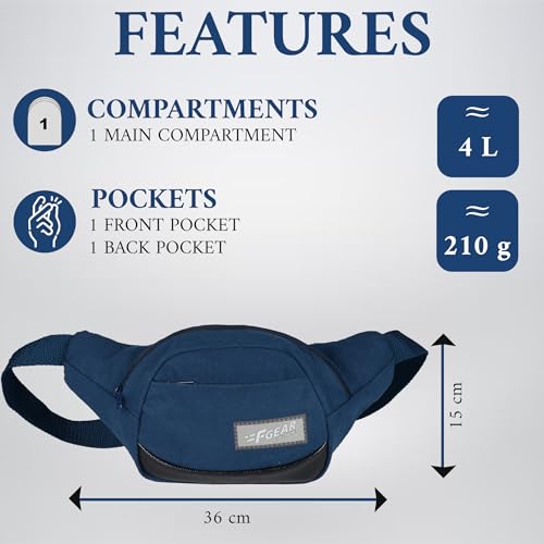 F Gear Touche Navy Canvas 4L Waist Bag - Image 3