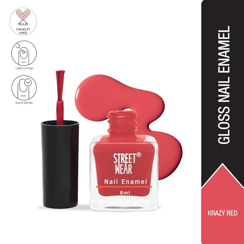 Street Wear Nail Enamel, Krazy Red, 8ml - Image 3