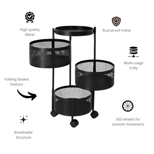 3-Layer Round Storage Trolley –