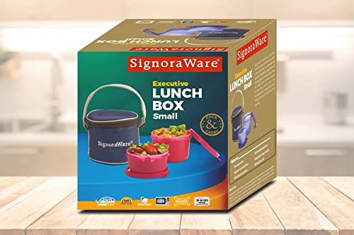 Signoraware Executive Small Lunch Box with Bag, 15cm, Pink - Image 3