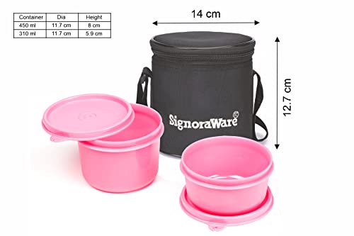 Signoraware Executive Small Lunch Box with Bag, 15cm, Pink - Image 4