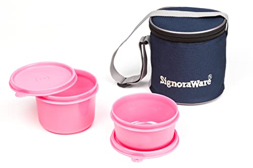 Signoraware Executive Small Lunch Box with Bag, 15cm, Pink - Image 5