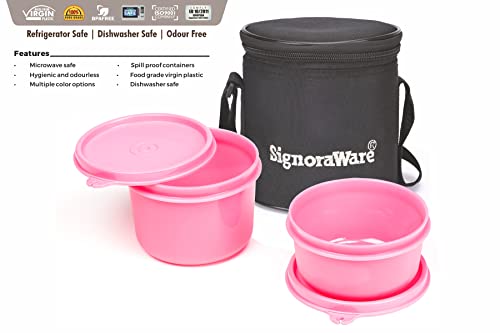 Signoraware Executive Small Lunch Box with Bag, 15cm, Pink - Image 6