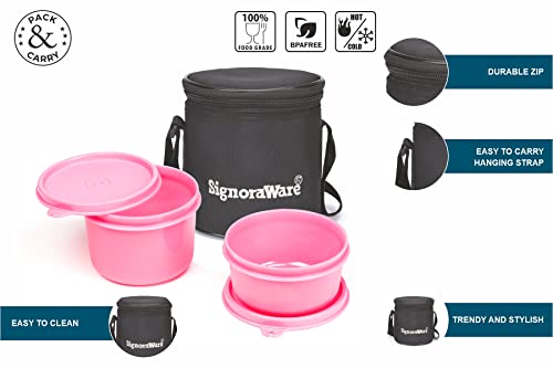 Signoraware Executive Small Lunch Box with Bag, 15cm, Pink - Image 7