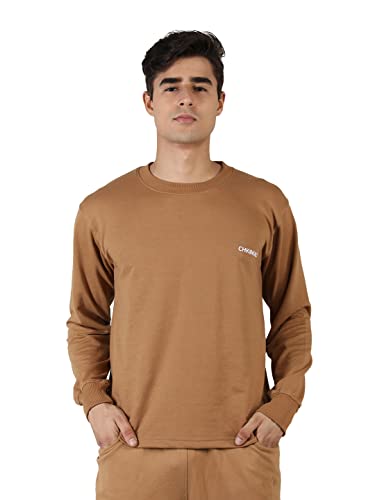 CHKOKKO Men's Terry Cotton Loose Fit Full Sleeves Regular Fit T-Shirt